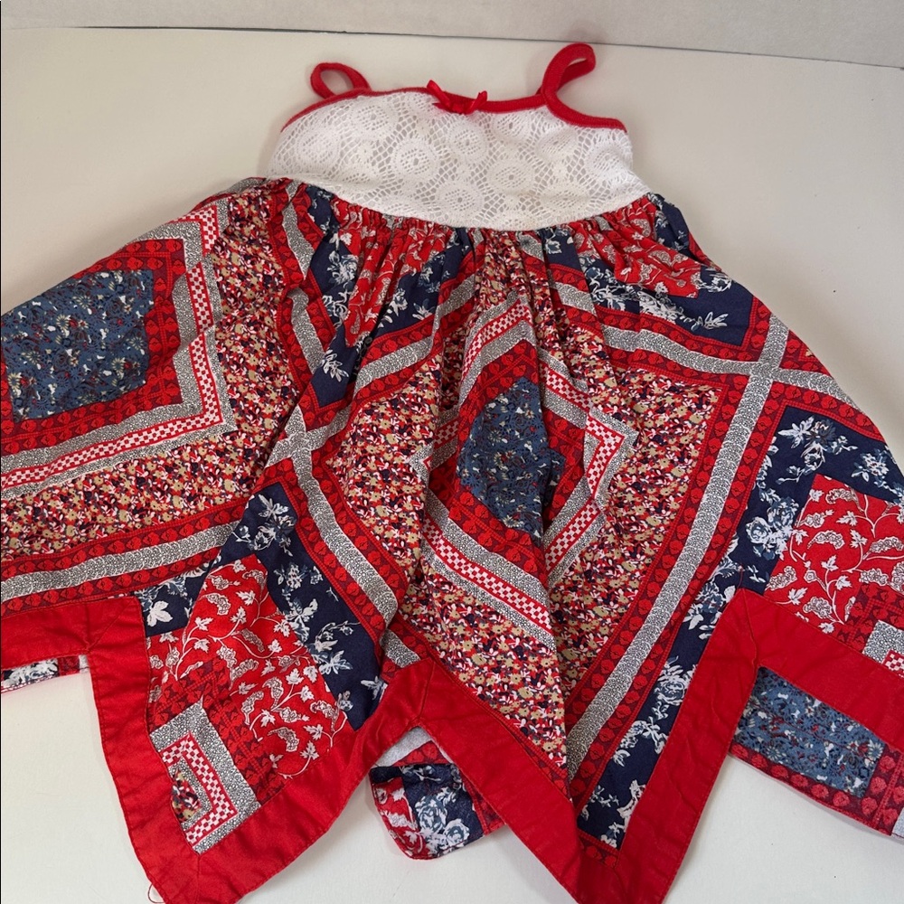Blueberi boulevard red white and blue handkerchief hem dress size 18 months